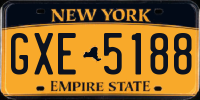 NY license plate GXE5188