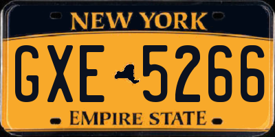 NY license plate GXE5266
