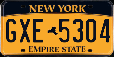 NY license plate GXE5304