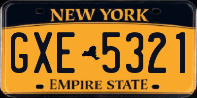 NY license plate GXE5321