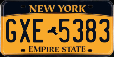 NY license plate GXE5383