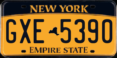 NY license plate GXE5390
