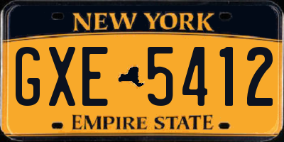 NY license plate GXE5412