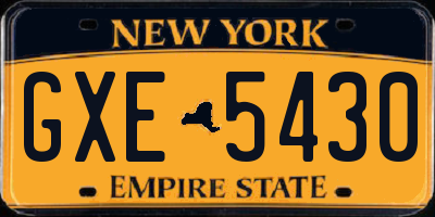 NY license plate GXE5430