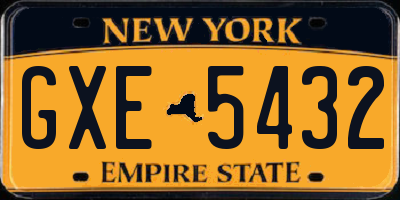 NY license plate GXE5432