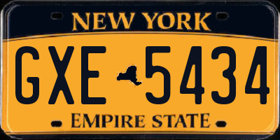 NY license plate GXE5434