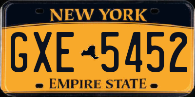 NY license plate GXE5452