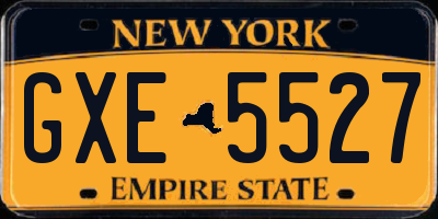 NY license plate GXE5527