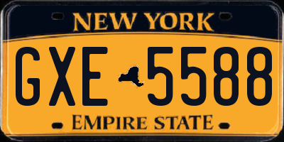 NY license plate GXE5588