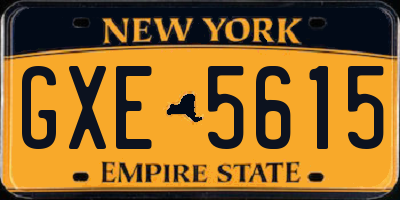 NY license plate GXE5615