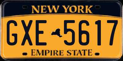 NY license plate GXE5617