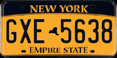 NY license plate GXE5638