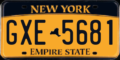 NY license plate GXE5681