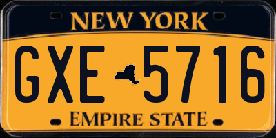 NY license plate GXE5716