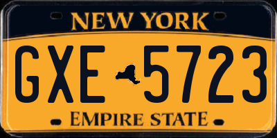 NY license plate GXE5723