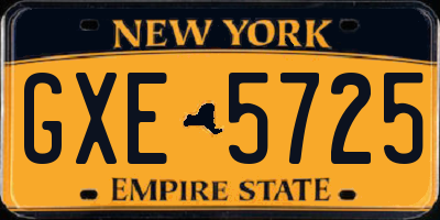 NY license plate GXE5725