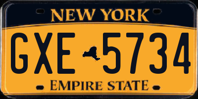 NY license plate GXE5734