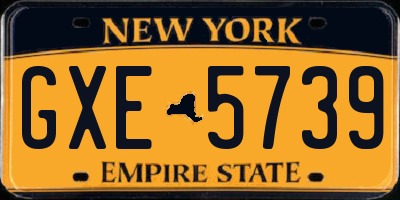 NY license plate GXE5739