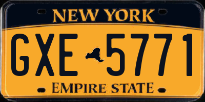 NY license plate GXE5771