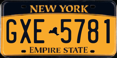NY license plate GXE5781