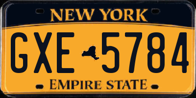 NY license plate GXE5784