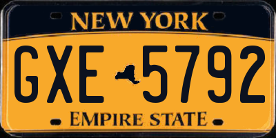 NY license plate GXE5792