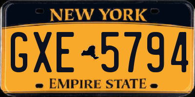 NY license plate GXE5794