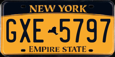 NY license plate GXE5797