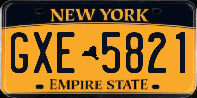 NY license plate GXE5821