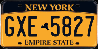 NY license plate GXE5827