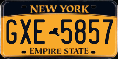NY license plate GXE5857