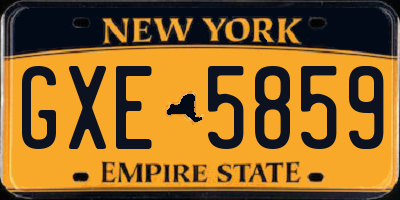 NY license plate GXE5859