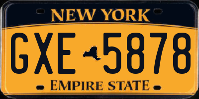 NY license plate GXE5878
