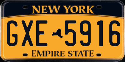 NY license plate GXE5916