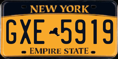 NY license plate GXE5919