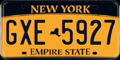 NY license plate GXE5927