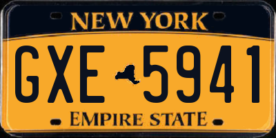 NY license plate GXE5941