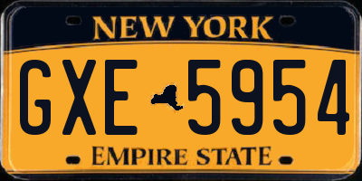 NY license plate GXE5954