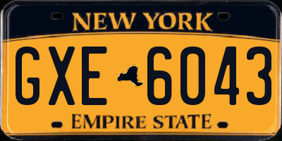 NY license plate GXE6043