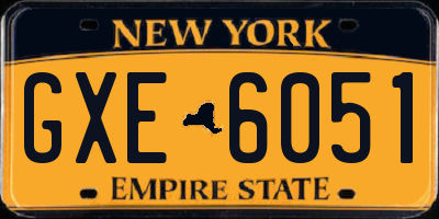 NY license plate GXE6051