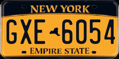 NY license plate GXE6054