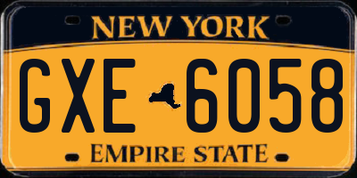 NY license plate GXE6058