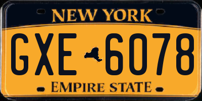 NY license plate GXE6078