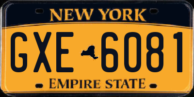 NY license plate GXE6081