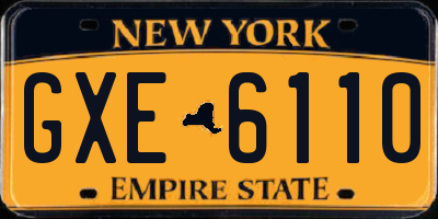 NY license plate GXE6110