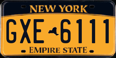 NY license plate GXE6111