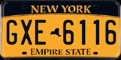 NY license plate GXE6116