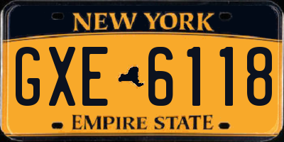 NY license plate GXE6118
