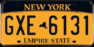 NY license plate GXE6131