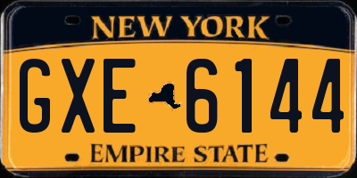 NY license plate GXE6144